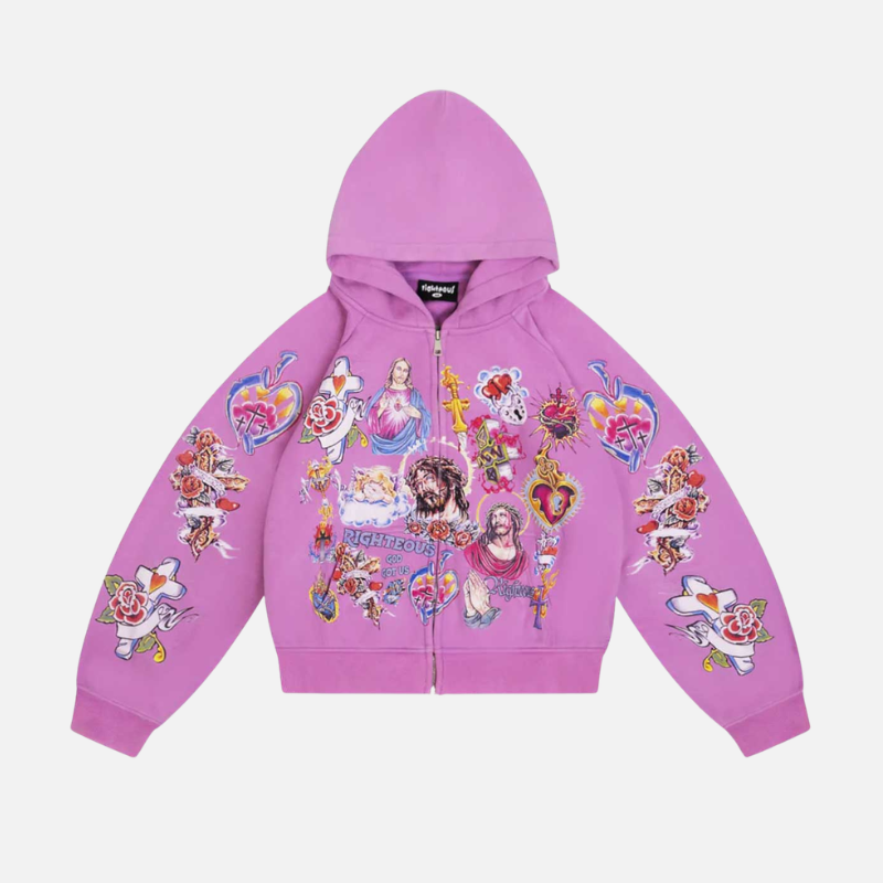 Righteous Risen King Zip Up Hoodie Purple
