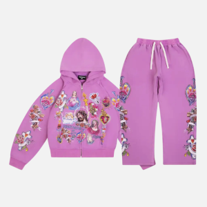 We Are Righteous Risen King Cropped Zip Tracksuit – Purple
