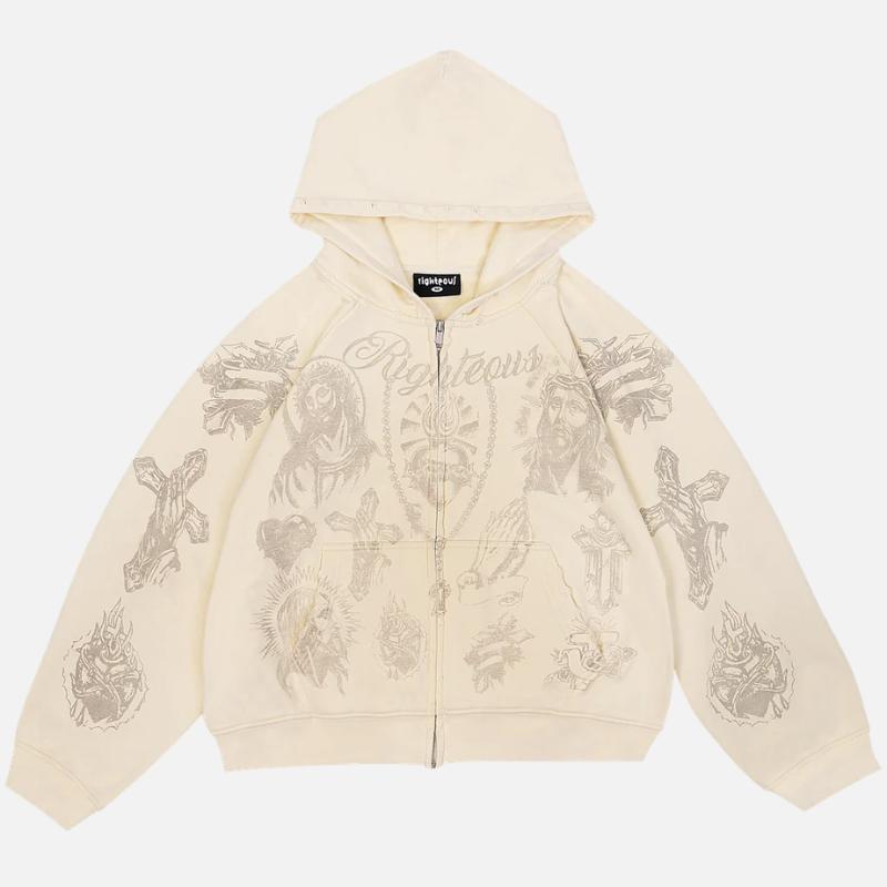 “Tatted Believer” ZIP Up (Cream)